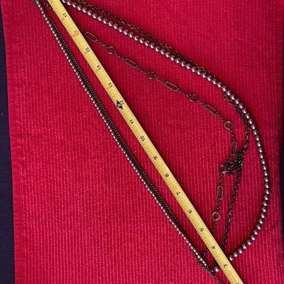 Vintage chain and faux pearl 5 strand necklace with matching earrings EVC - Picture 3 of 8